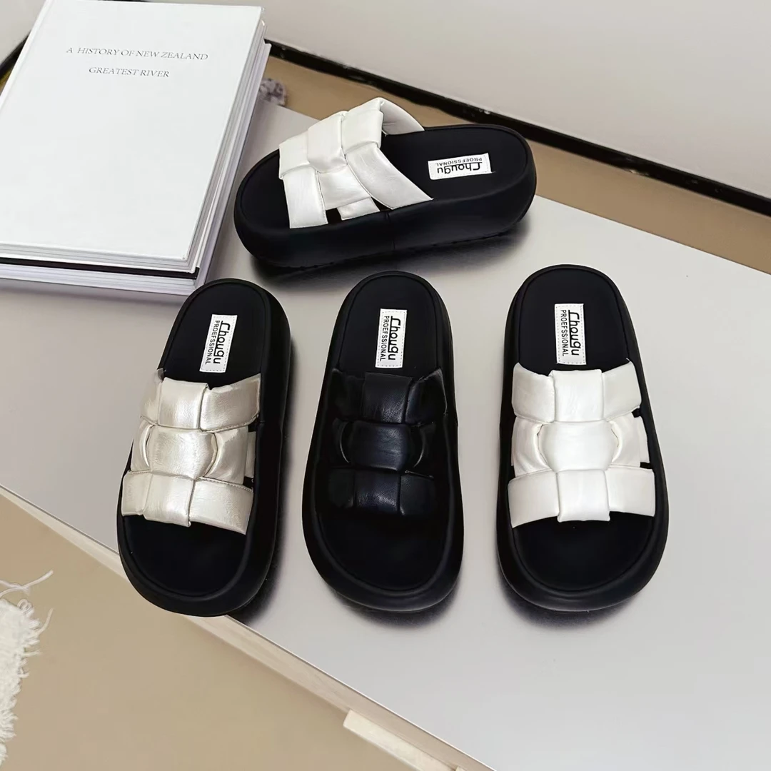 真皮厚底拖鞋罗马风网红凉鞋女春夏季透气时尚增高凉鞋180