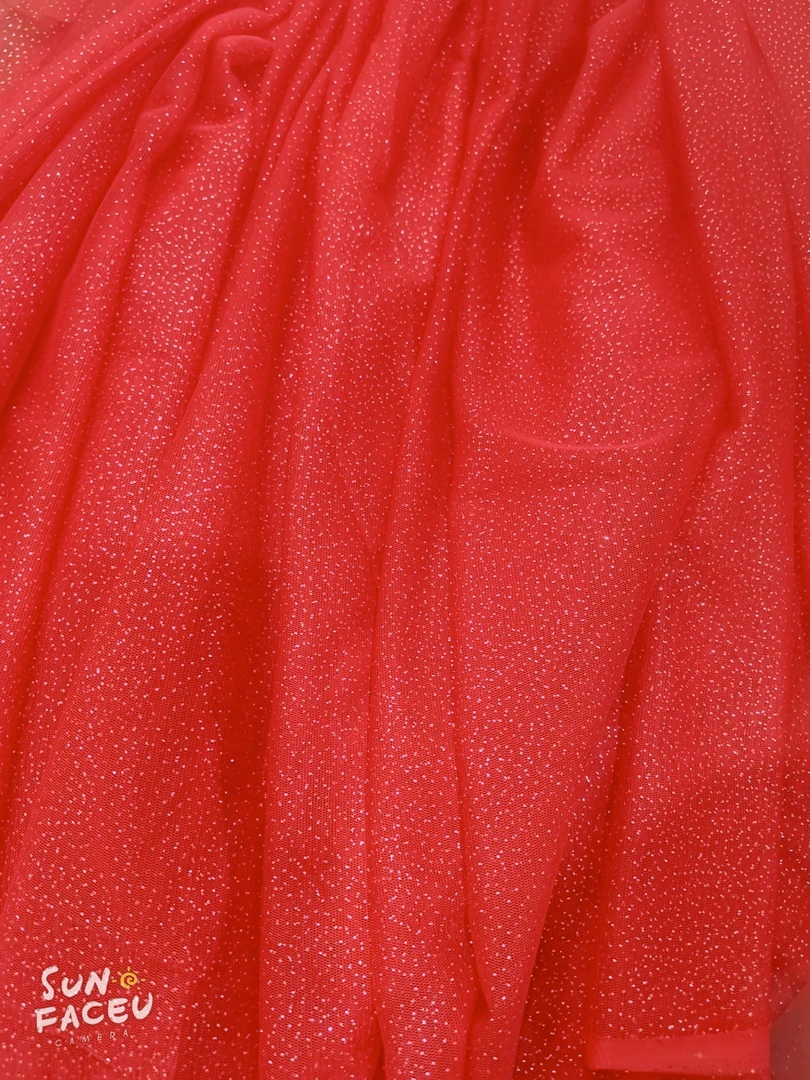 红色网纱烫金印花布料可做衣服连衣裙宽1.5米长4米