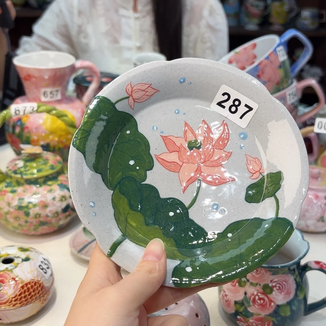 瓷片景德镇手绘高温釉下彩陶瓷茶具