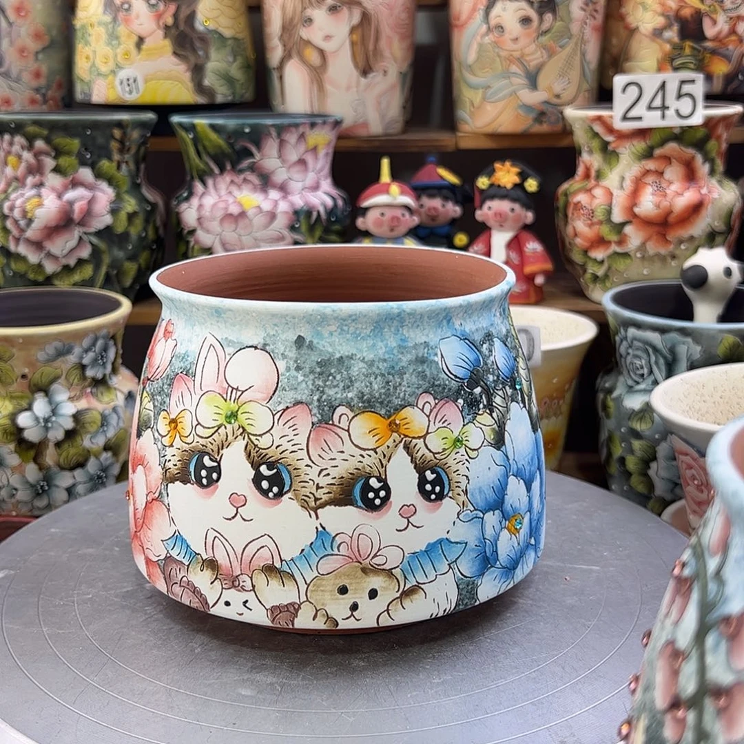 景德镇炫彩手绘口13高12