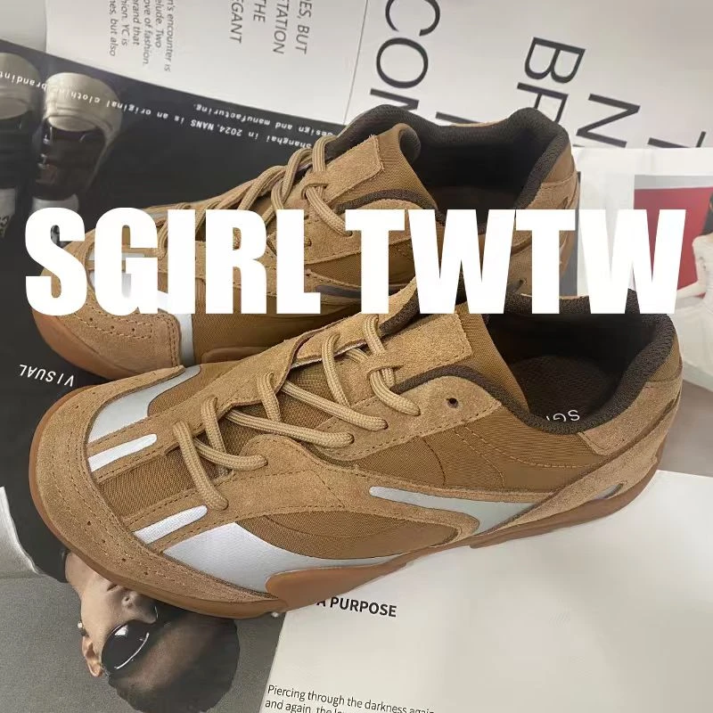 J399-2 SGIRL TWTW秋季新款拼色圆头系带平底时尚休闲鞋女鞋