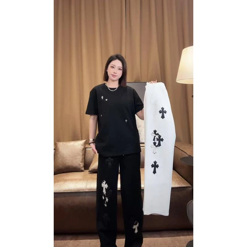 25号链接【十字架卫裤】 新款刺绣贴布抽线男款洗水刺绣卫裤