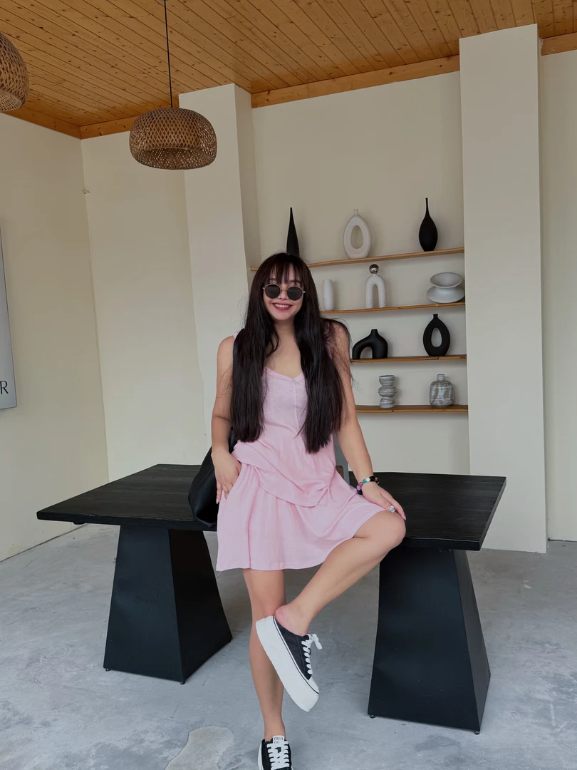 『LZZ』2025夏季休闲宽松宽松显瘦遮肉大版简约设计背心短裙套装