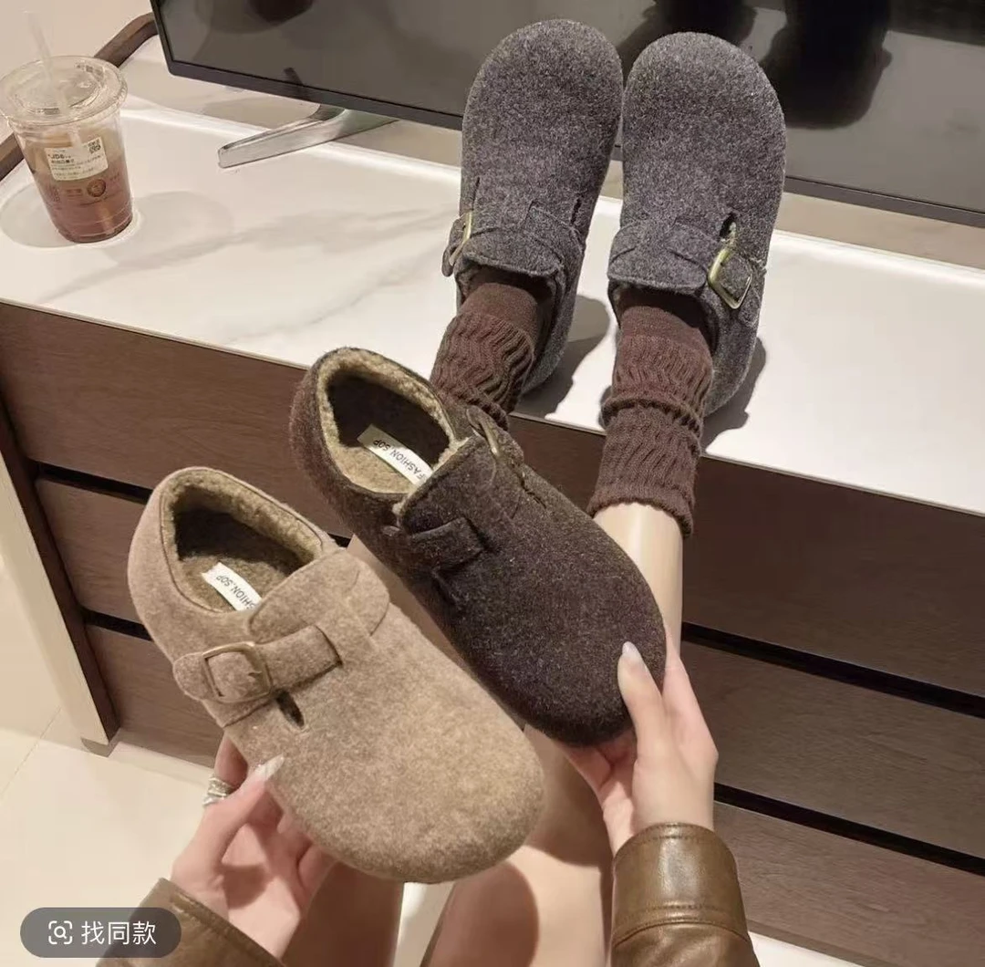 BM冬季休闲风学院风复古港风棉鞋纯色