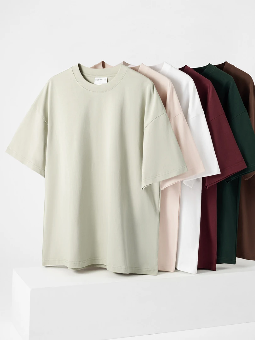 三海鲸|300g重磅精梳棉30支双纱短袖T恤男美式高街圆领半袖打底衫