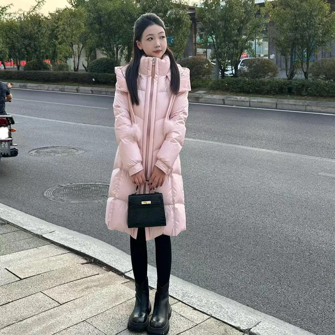 《芬兰满雪5074》琳琳小个子中长款羽绒服新国标90白鸭绒显瘦羽绒服