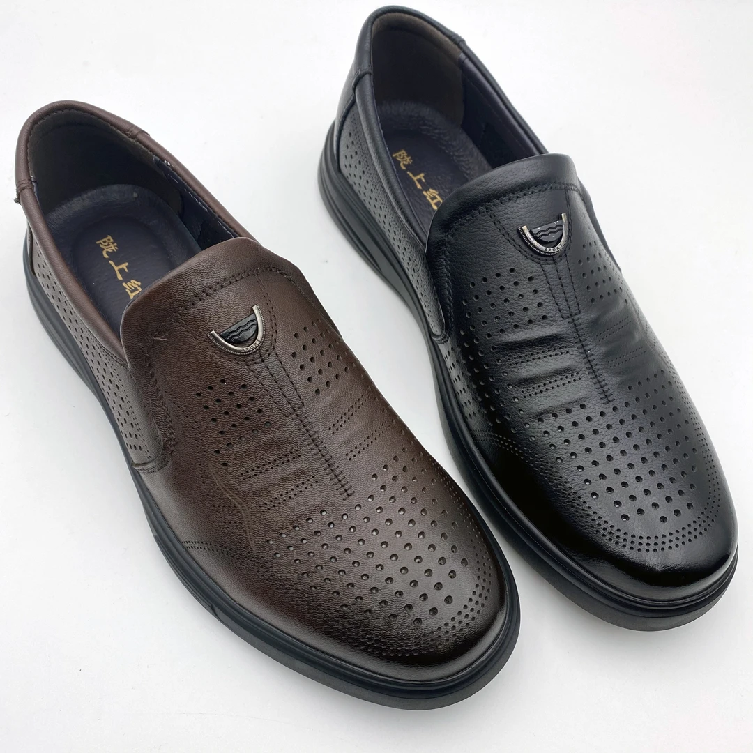 男土真皮夏季凉鞋63395软底软面透气舒适商务缕空洞洞鞋陇上红牛