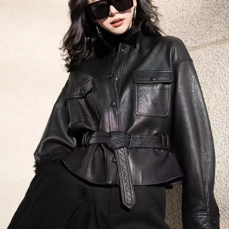 【宋佳同款】进口泡感皮短款外套女2025新款收腰显瘦SJ6688