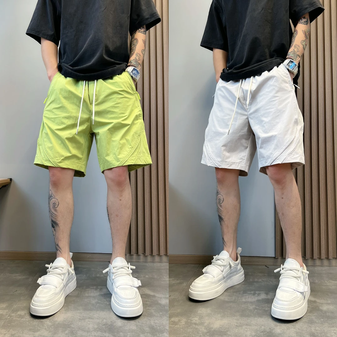 夏季薄款男士速干纯色简约休闲短裤时尚潮流百搭宽松运动五分短裤