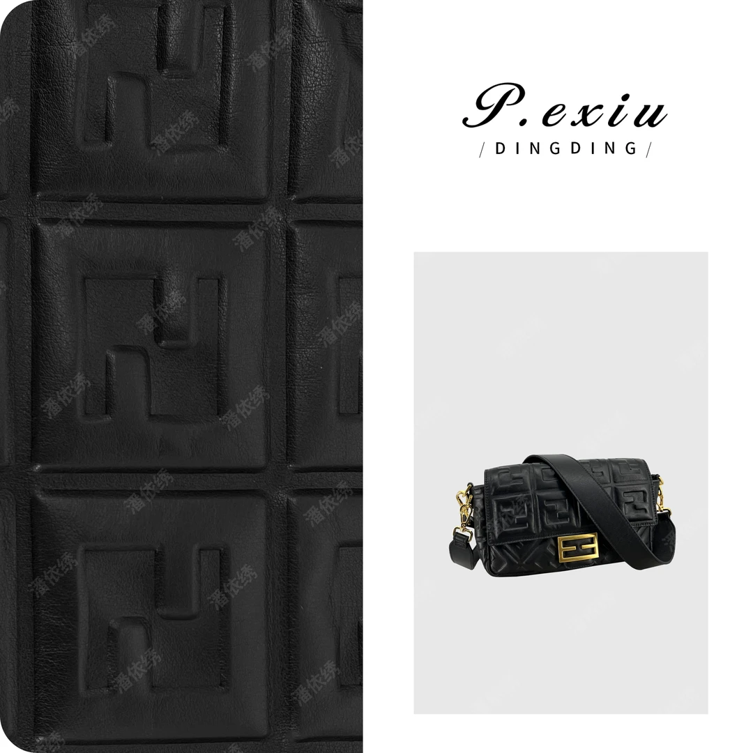 PanYiXiu/潘依绣头层牛皮纹理革面浮雕法棍包手提单肩包 BL5757