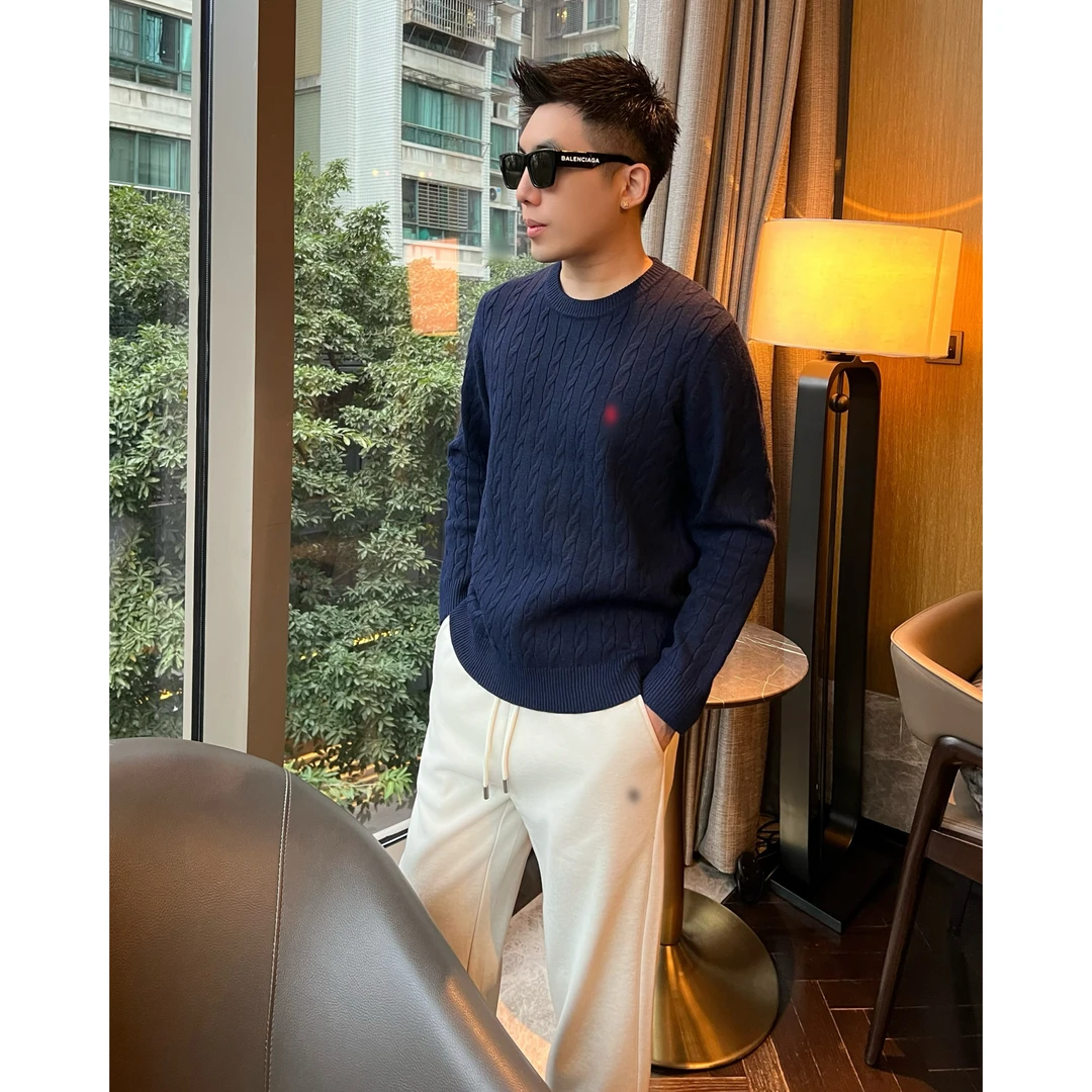 【麻花毛衣】秋冬老钱麻花针织衫圆领套头情侣毛衫男士新款休闲装