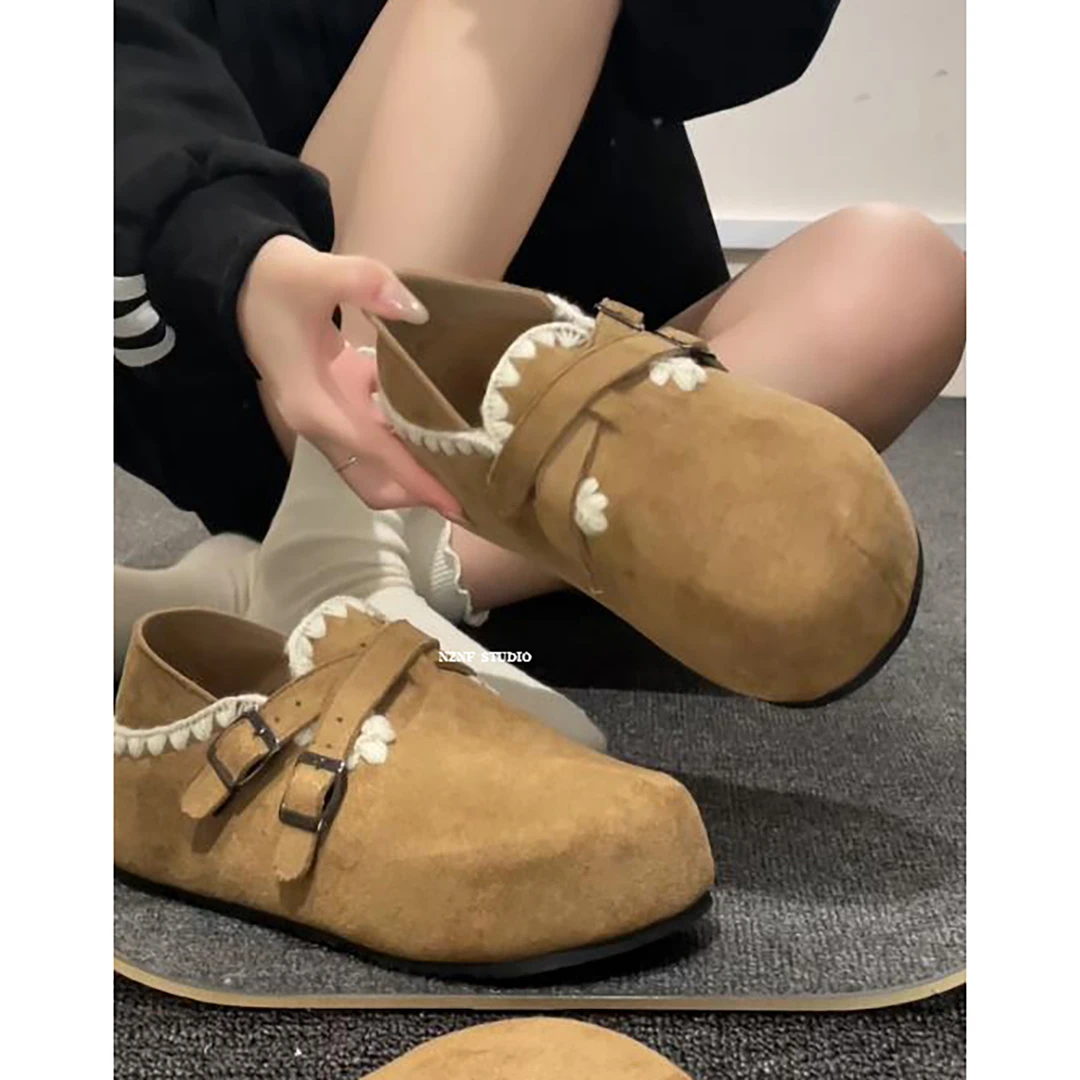 南在南方复古棕色厚底勃肯鞋女2025新款秋季配裙子增高百搭单鞋子