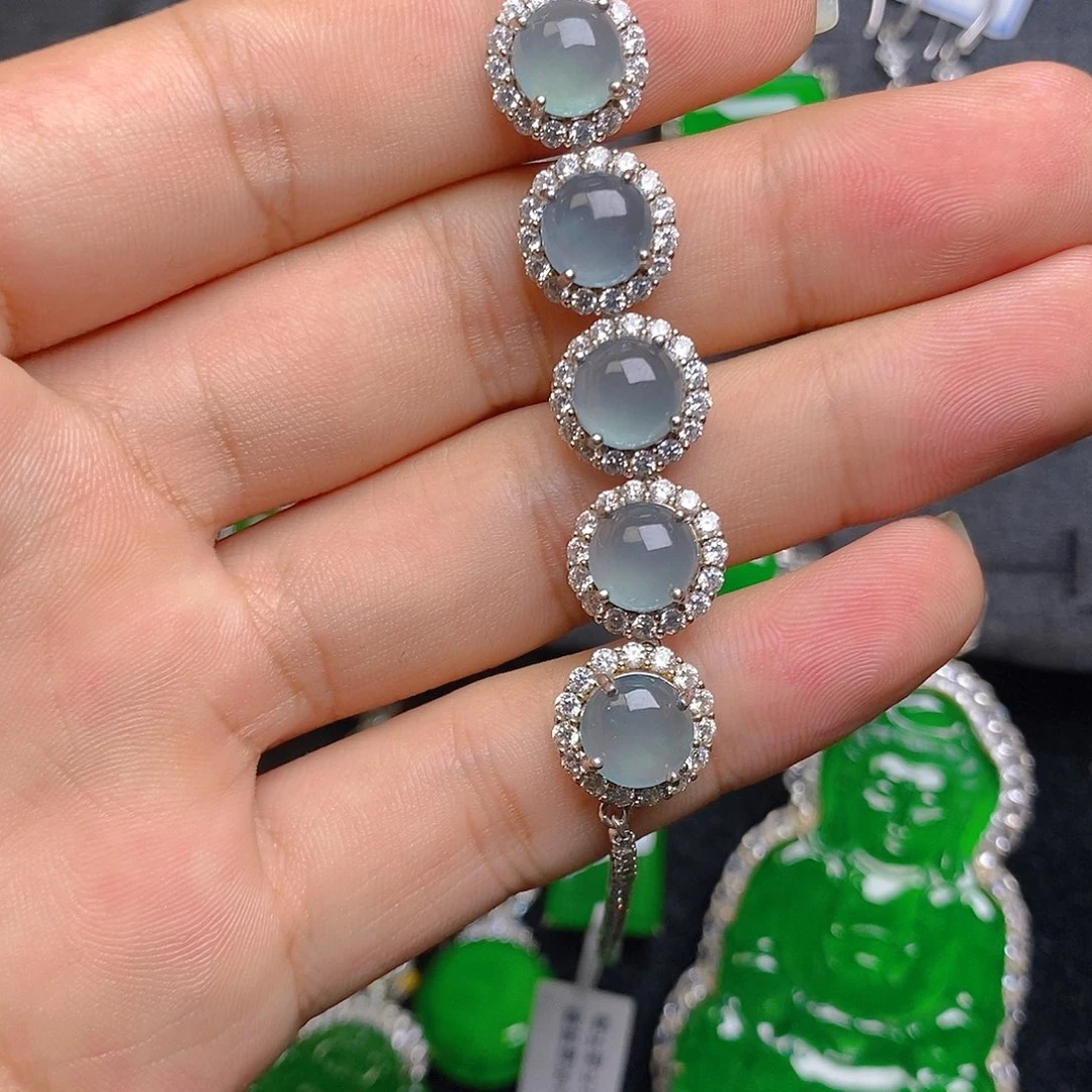 翡翠银S925镶嵌手链手链