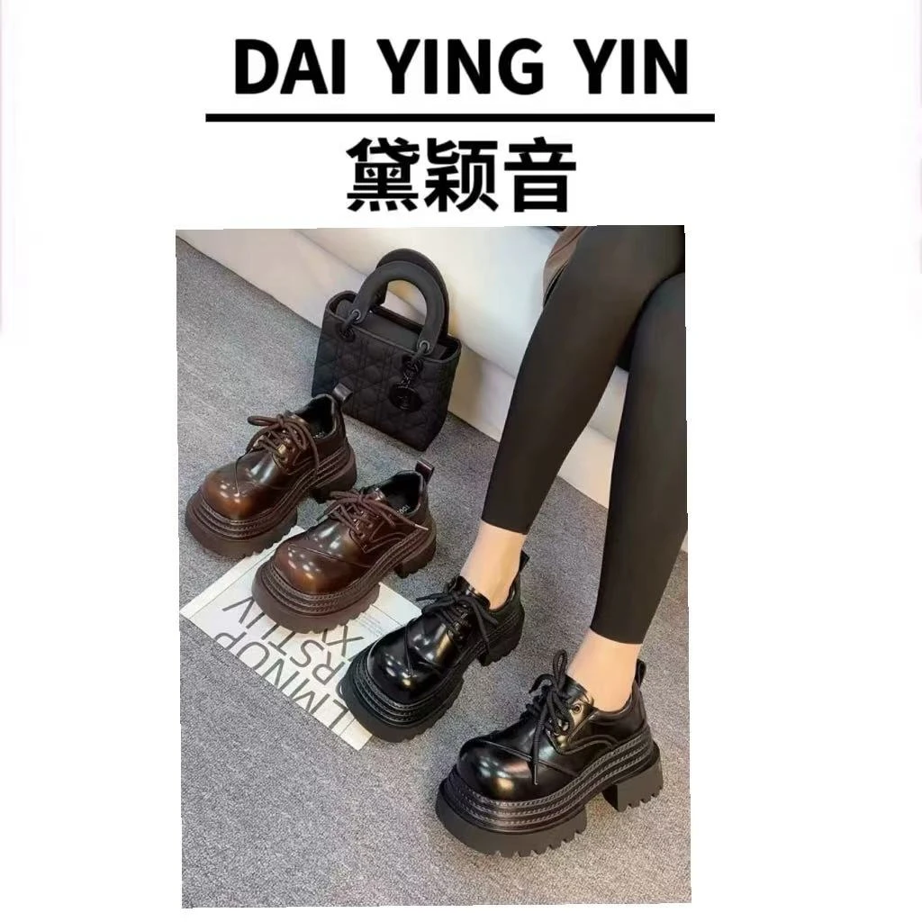 【代莹优选】7006大头乐福鞋女2025春季休闲增高小皮鞋