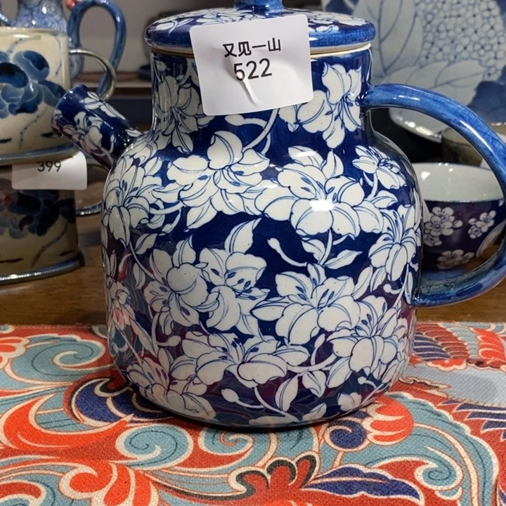 钛合金景德镇陶瓷百合凉水壶