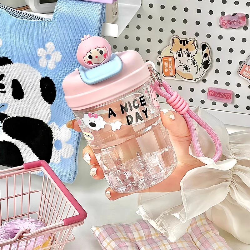 塑料水杯耐高温夏天tritan女生可爱2025新款高颜值便携小巧随手杯