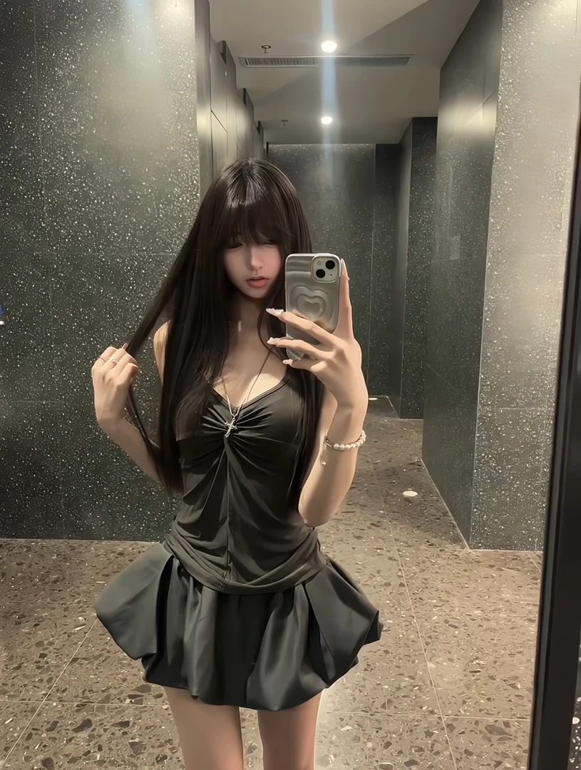 修身扭结吊带背心工字美背性感辣妹上衣蓬蓬花苞裙裤芭蕾风半身裙
