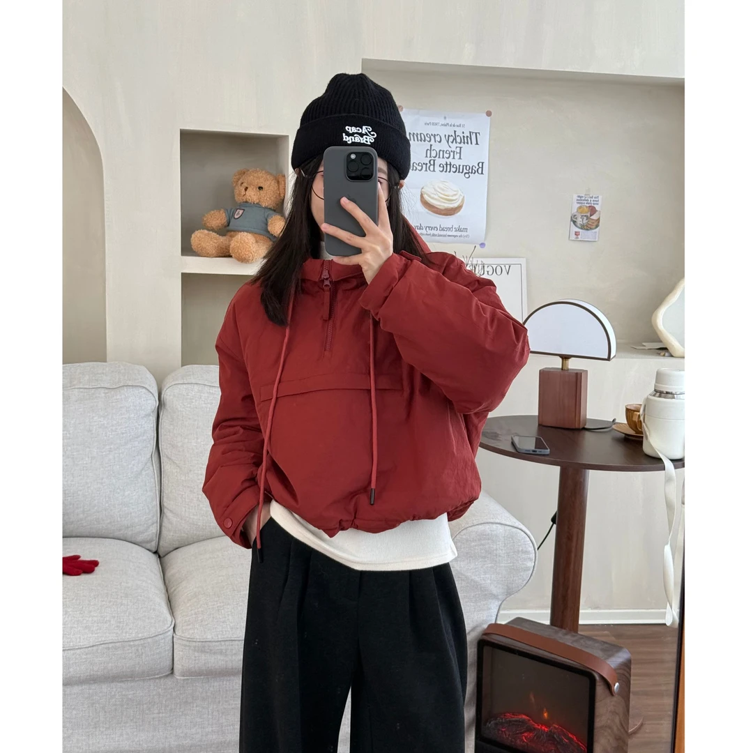 【一四六Yisiliu】小个子冬季重工保暖日系休闲风连帽短款套头棉服