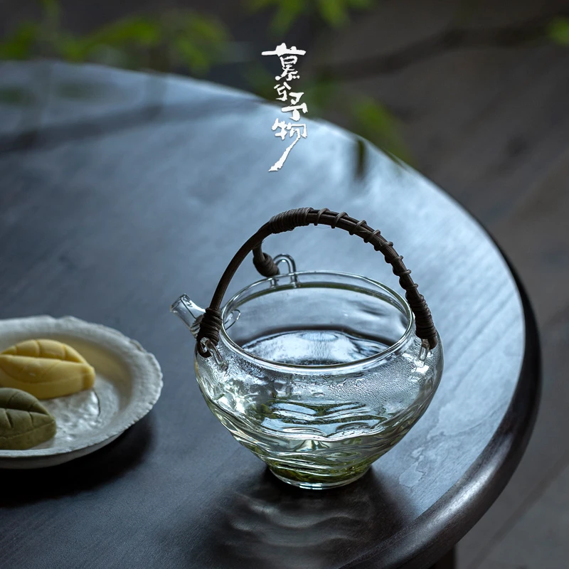 慕兮予物手工编织藤编提梁泡茶壶耐热玻璃家用冷泡壶公道杯匀杯