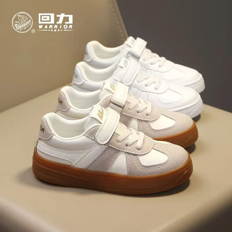 Warrior/回力1423春秋儿童德训鞋皮面软底学生休闲透气童板鞋B-6