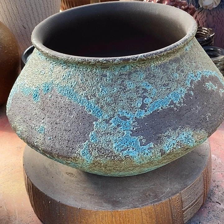 花盆紫砂口19深18蓝色