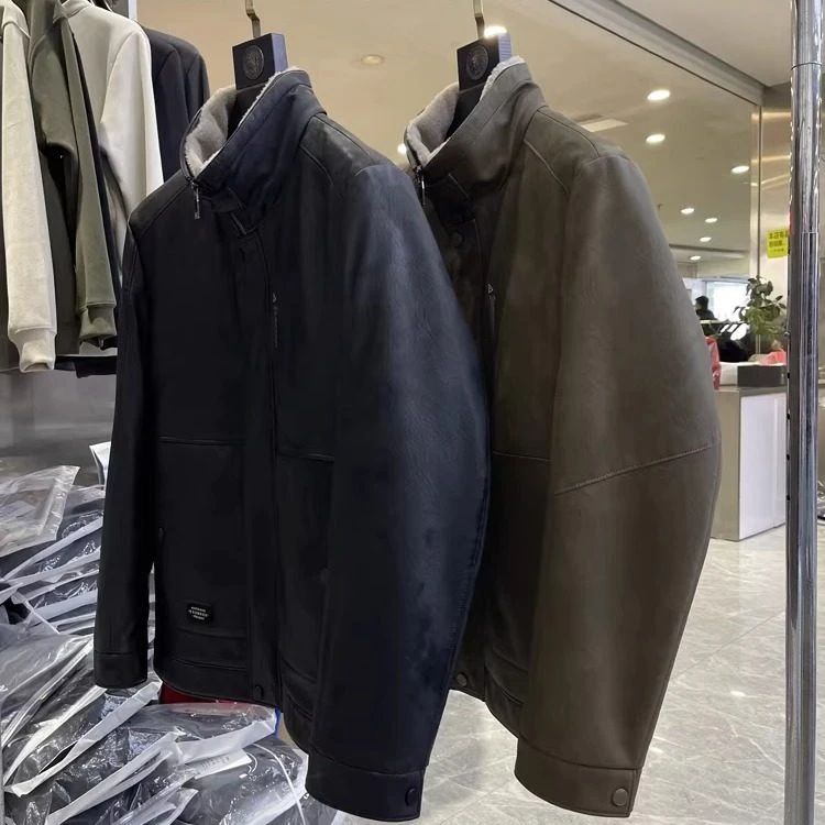 （20）90鸭绒防风保暖男士冬季脱卸内胆休闲皮羽绒服品牌撤柜代工