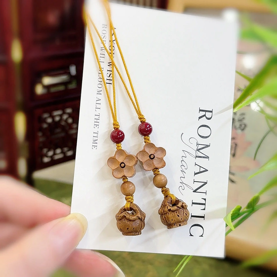 桃木手机挂绳梅花桃篮手工编织手机链钥匙扣成品挂件DIY绳子