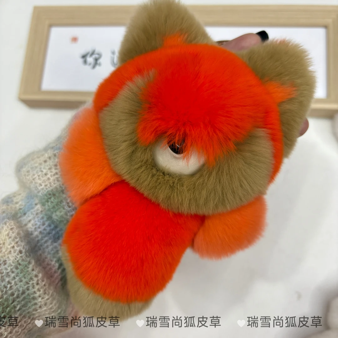 真皮草獭兔毛可爱小狐狸车钥匙扣挂件个性公仔玩偶包包挂饰礼物
