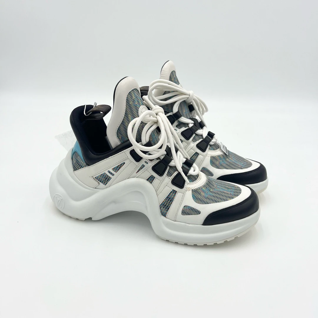 99新 LouisVuitton/路易威登 38码/蓝幻影满印拱桥老爹鞋/pp0407