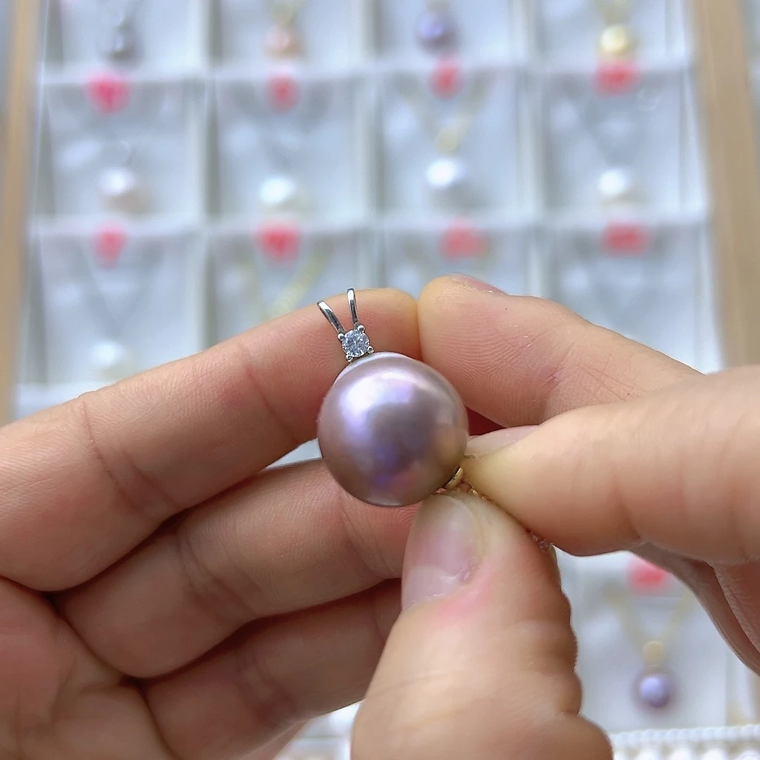 淡水珍珠银S925镶嵌吊坠(不含链)