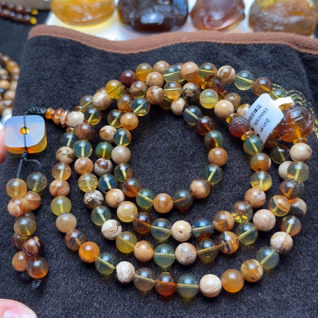 未镶嵌琥珀珠宝奇石8.5mm仙宝108