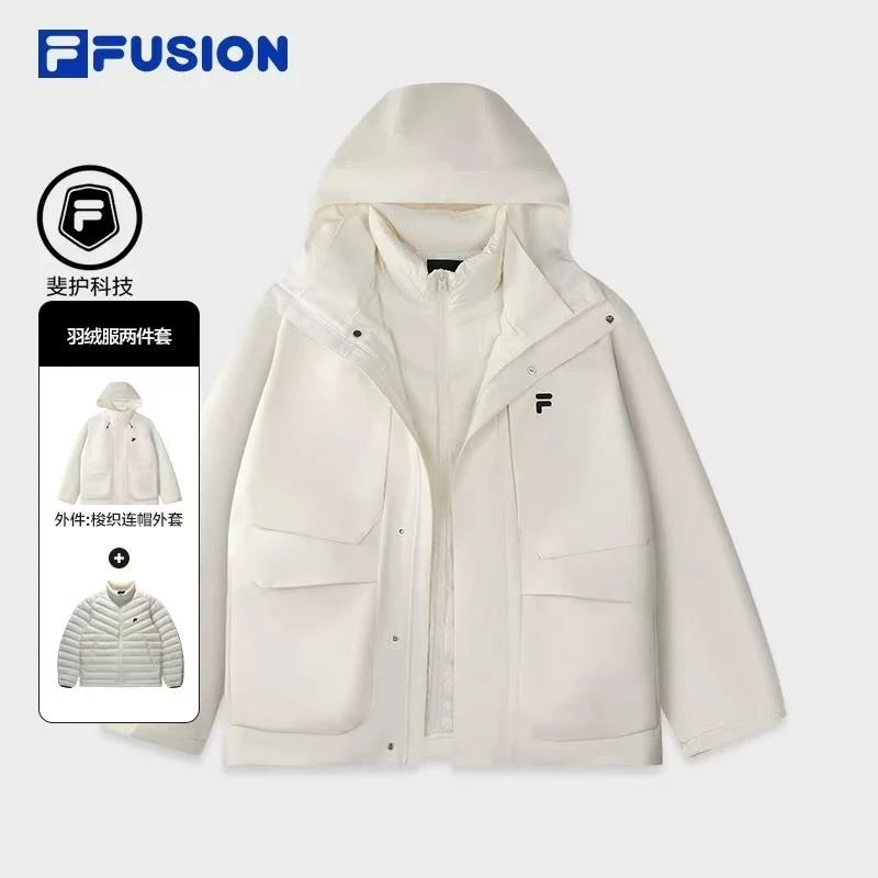 Fila/斐乐情侣羽绒服两件套2025冬新款连帽三合一外套T11U543906F
