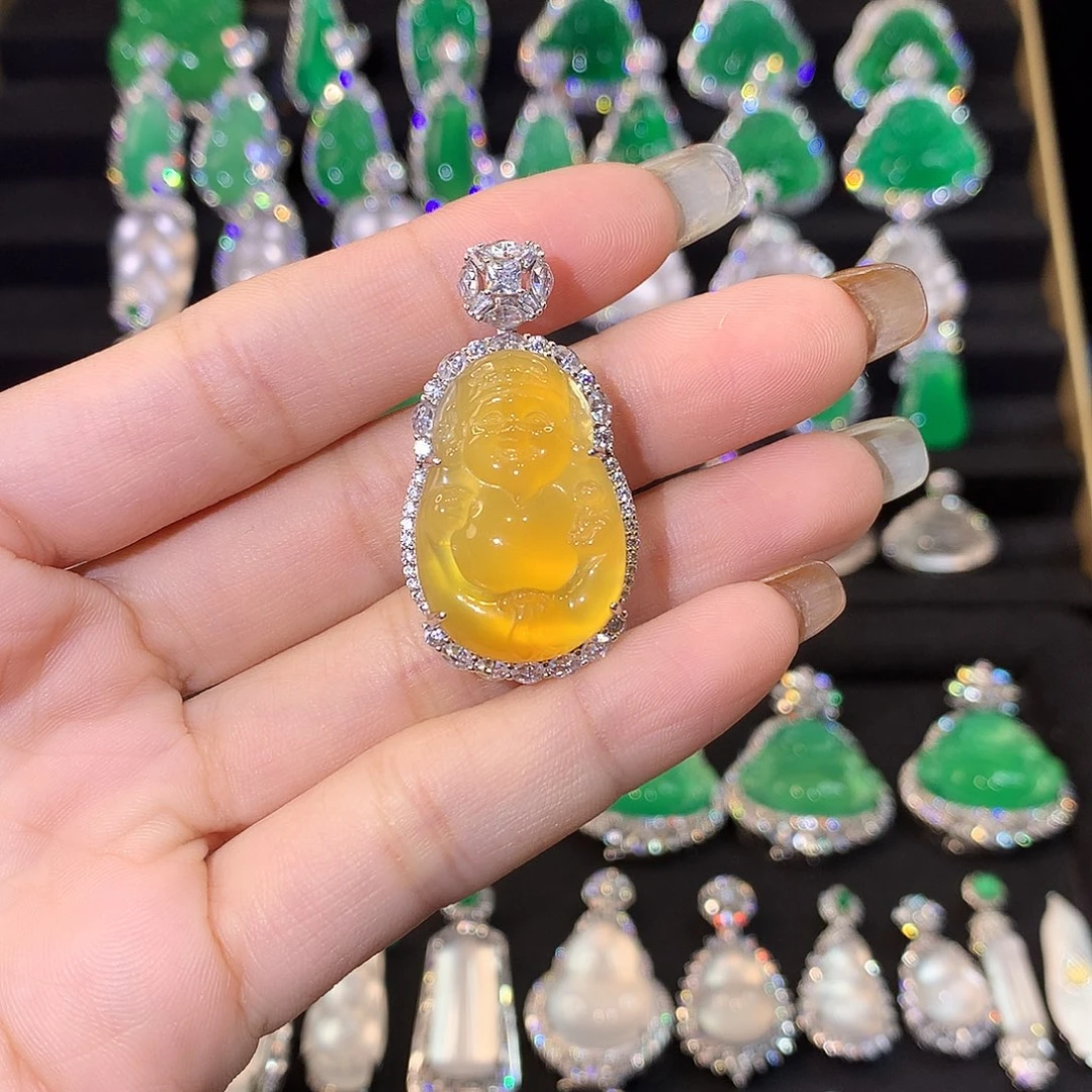 i****玛瑙/玉髓银S925镀金镶嵌颈饰