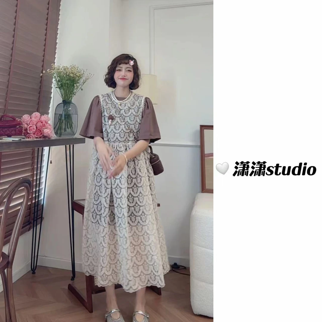 【蕾丝坎肩裙】【这是外面蕾丝坎肩裙的链接】【不带胸针】长裙XS2399