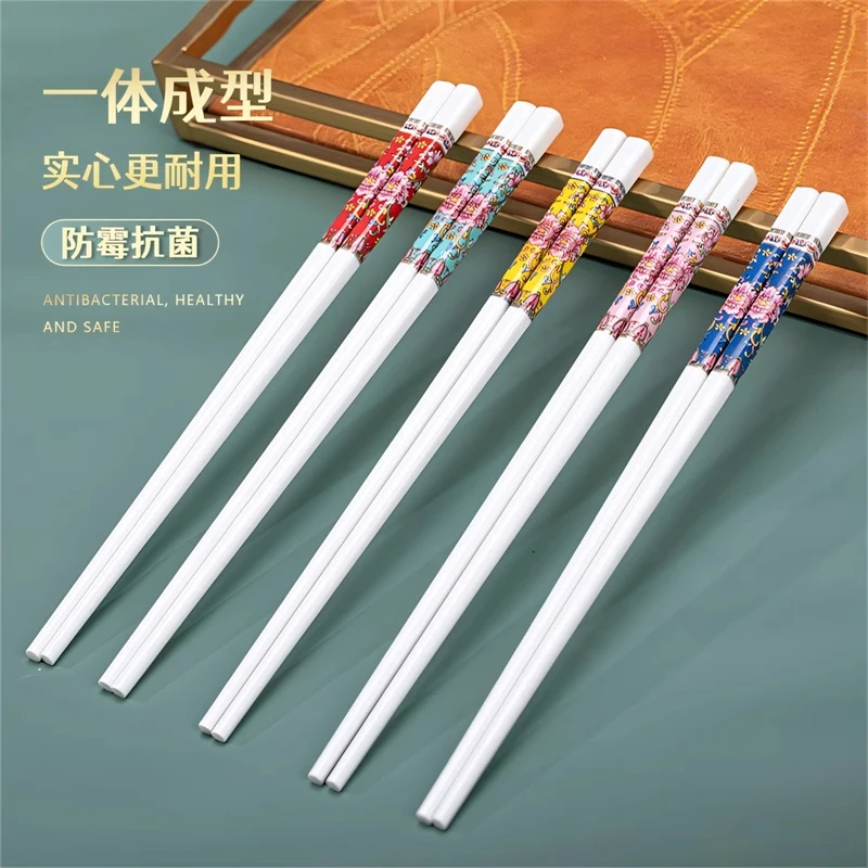 景德镇高档家用防滑防霉瓷筷中式珐琅彩陶瓷筷子10双