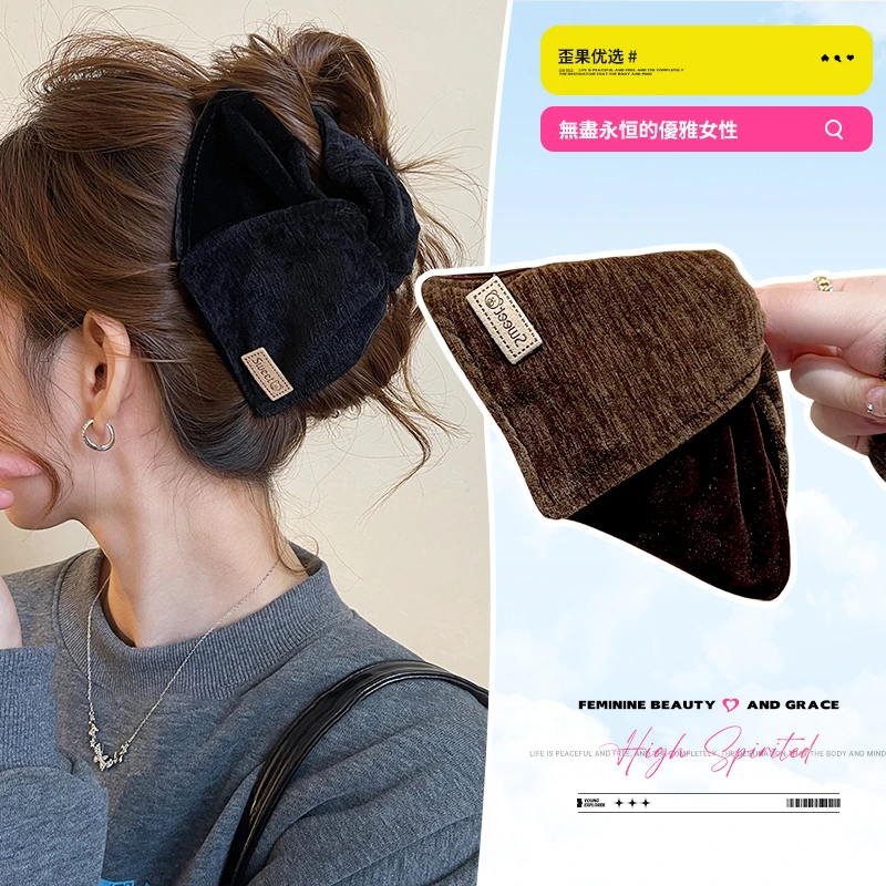 气质丝绒三角抓夹女后脑勺盘发大号鲨鱼夹高级感2025新款发夹发饰