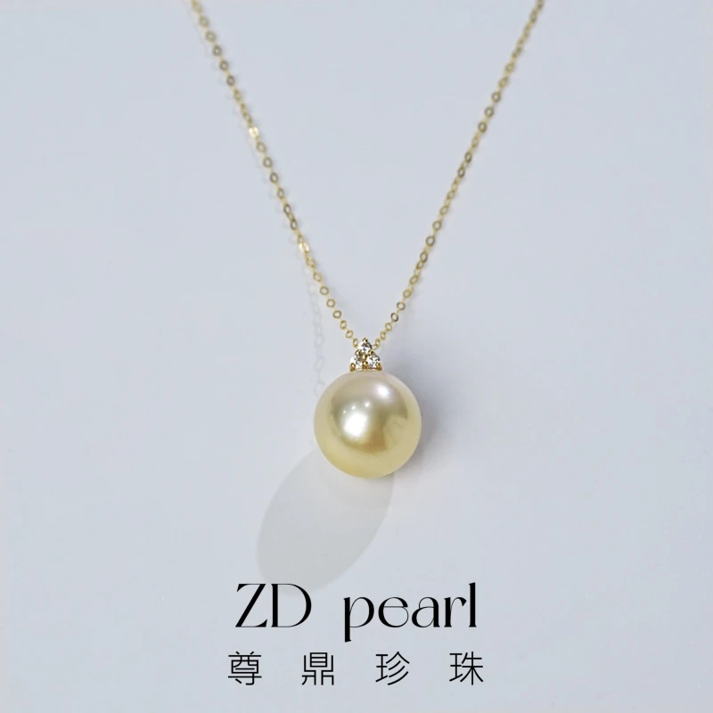 尊鼎珍珠-18K金海水珍珠金珠吊坠（含链）11-12mm Nami