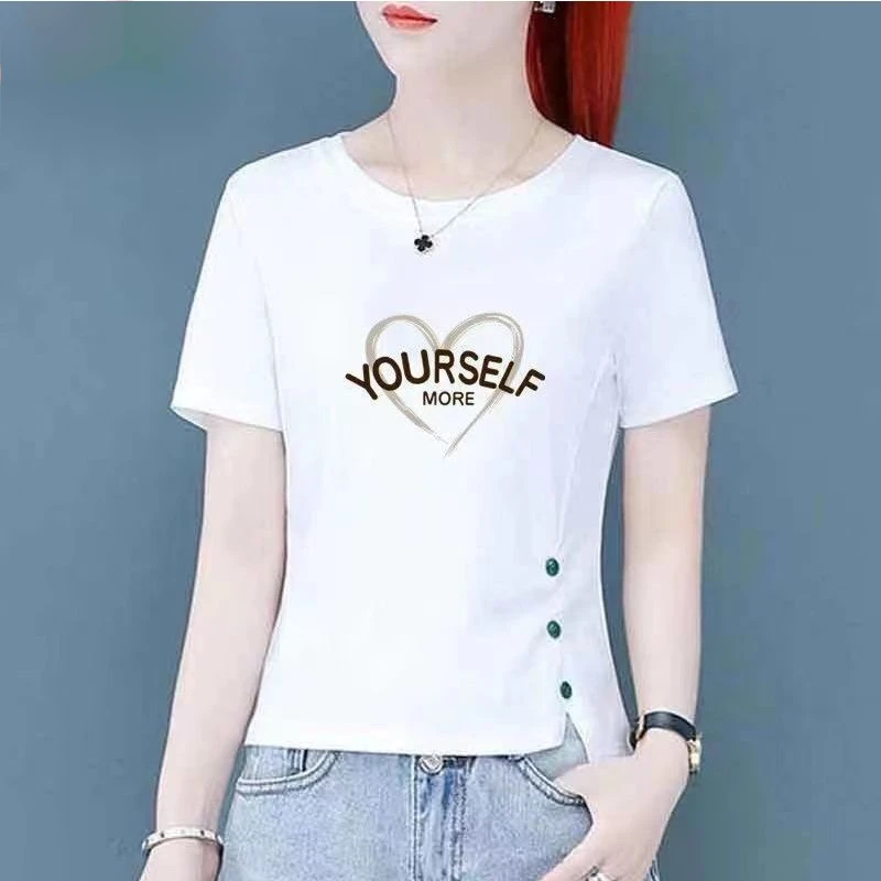 小个不规则短款上衣棉短袖T恤女新款夏装韩版白色百搭