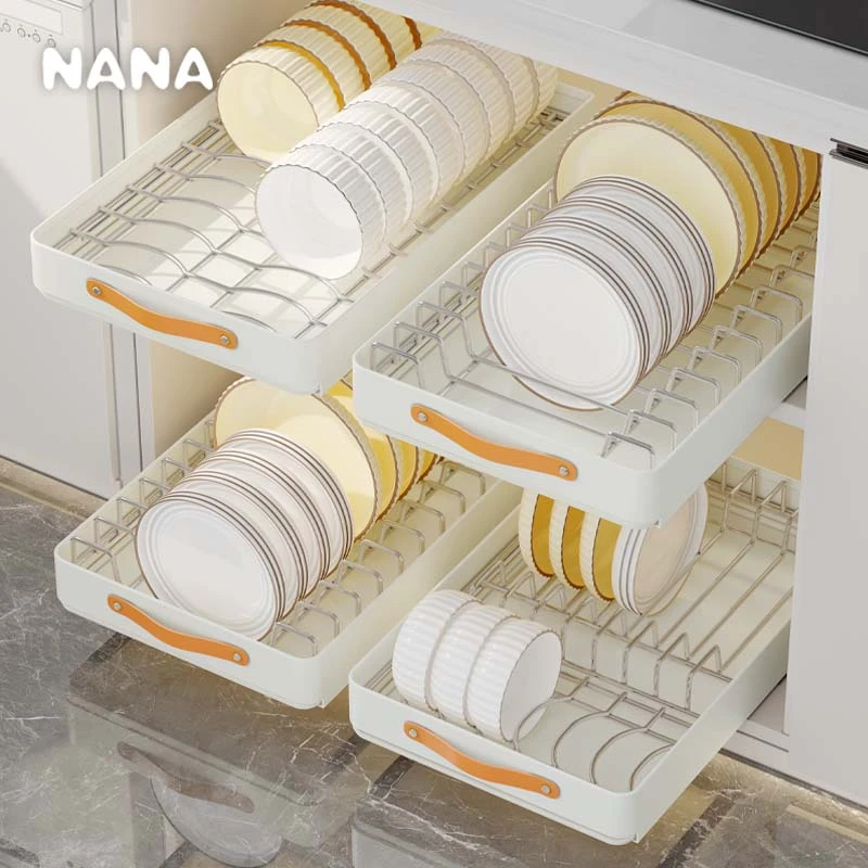 免打孔不锈钢碗碟沥水架收纳架厨房伸缩置物架抽拉沥水架