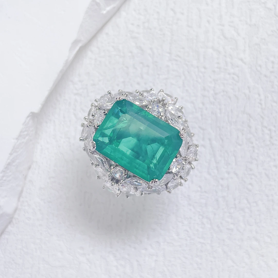 铜合金合成锆石戒指 WFL-002136【翠冠之光】戒指气质简约精致