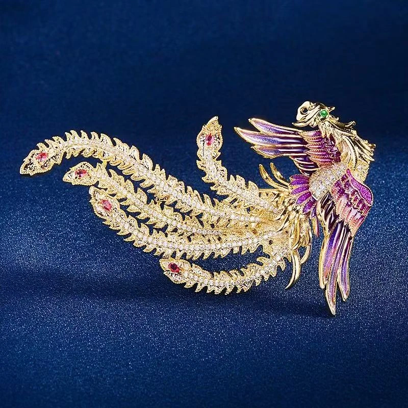 kasiya/卡思雅 铜合金珐琅胸针 精致时尚凤凰胸针百搭款