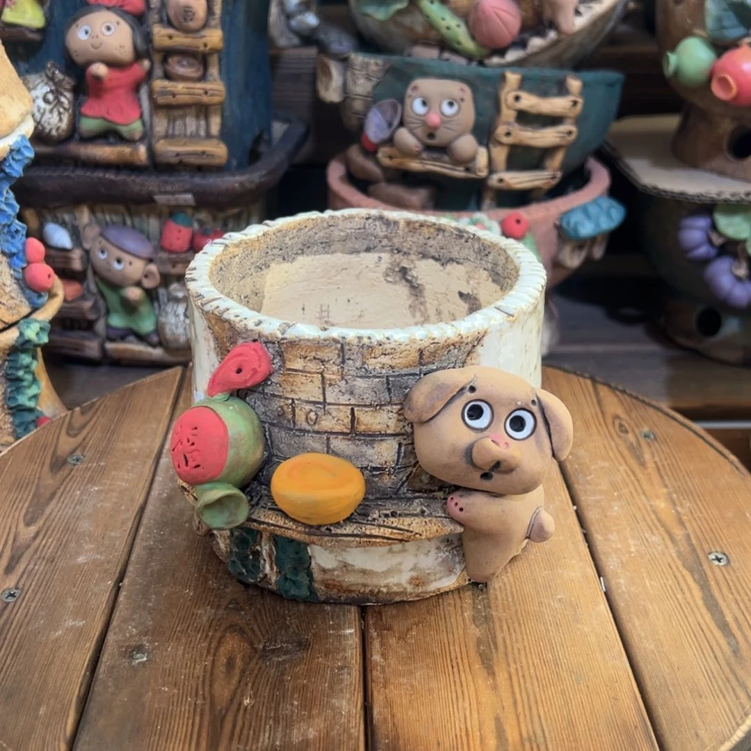 红陶嘻哈多肉花盆