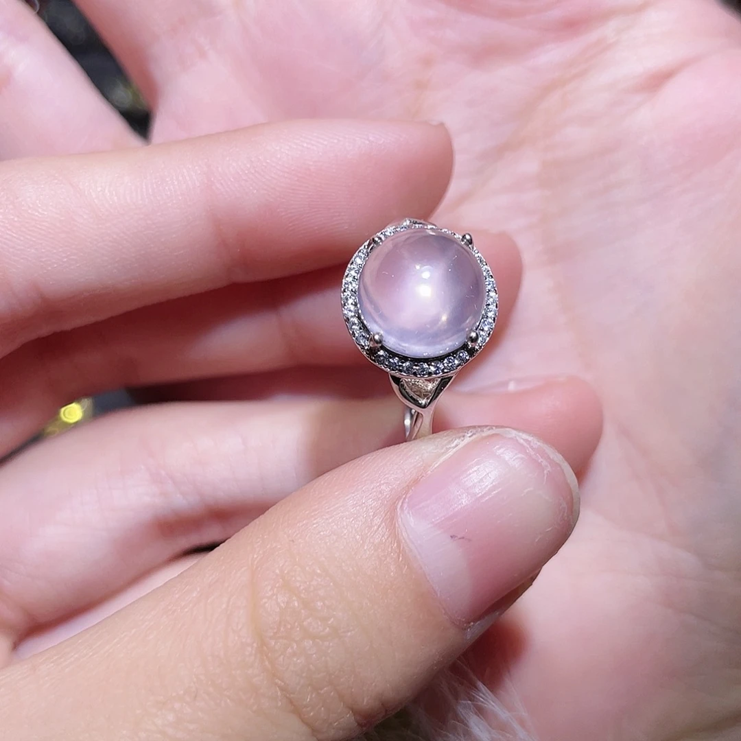 芙蓉石戒指银S925镶嵌