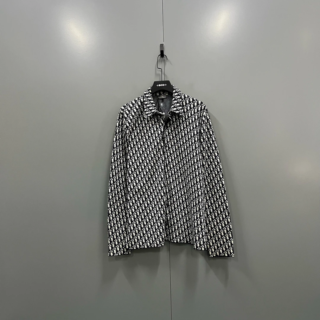 99新 DIOR/迪奥 (ll) 103322 满印老花翻领长袖衬衫 L码
