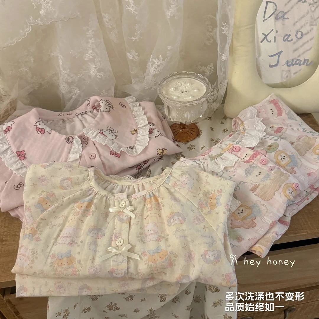 【嘿甜心】儿童春秋透气棉纱男童女童亲子家居服套装-24000