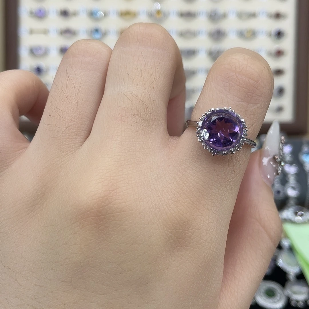 银S925镶嵌紫晶戒指
