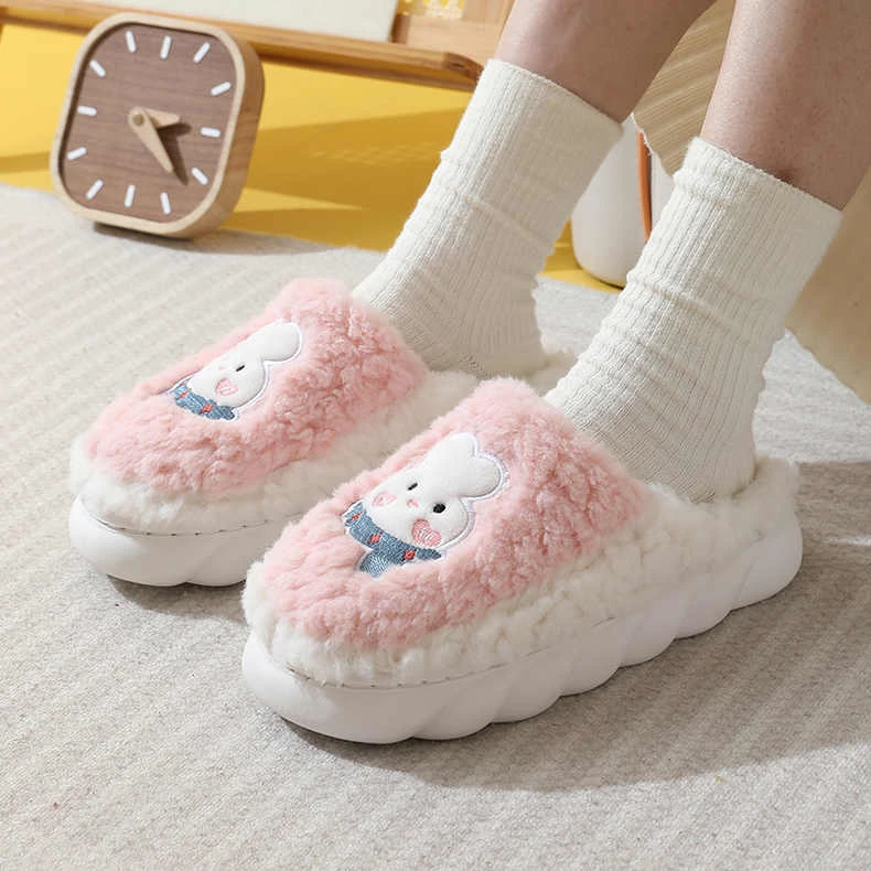 卡通可爱加厚底踩屎感毛绒防滑保暖居家室内棉拖鞋