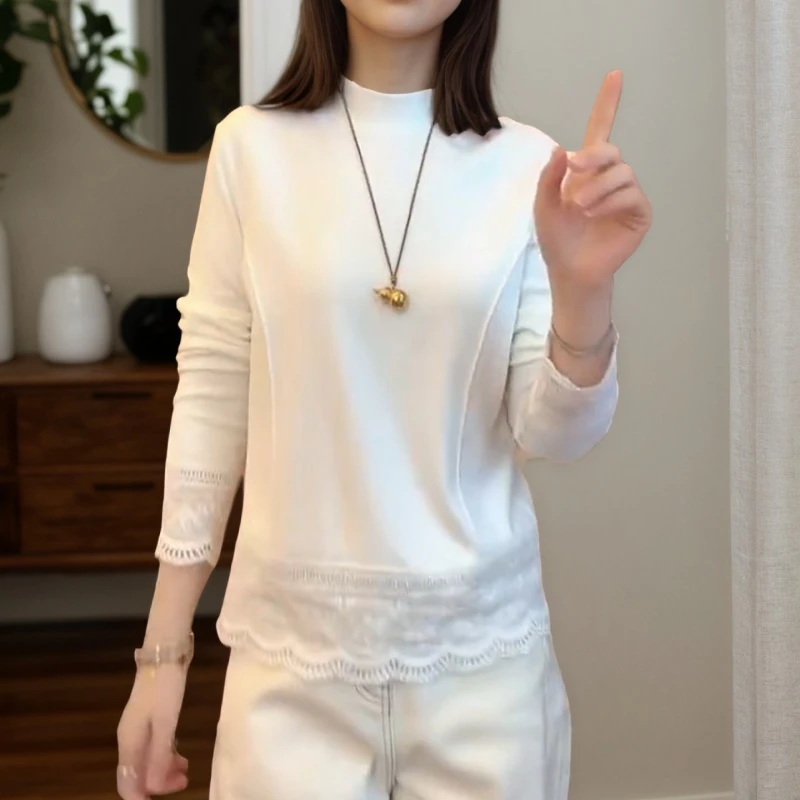 冬季新款花边打底长袖设计打底显瘦长袖T恤LK2508633