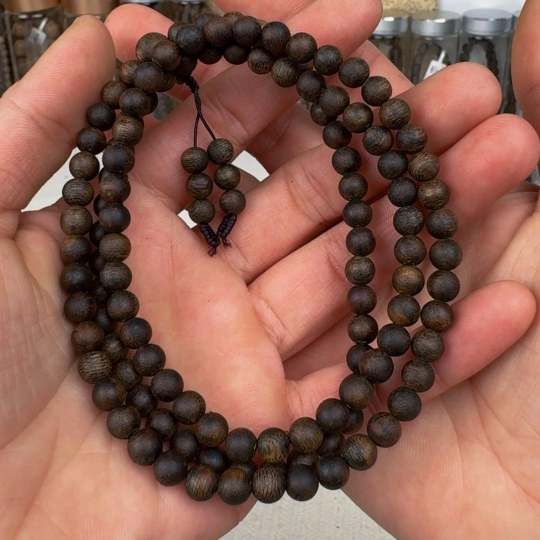 沉香手串A****｝棋楠沉香张勺子沉水圆珠卡6+保20克手串