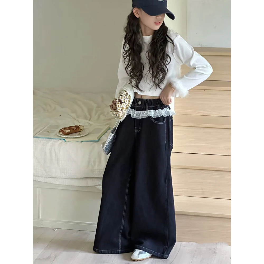 女童花边牛仔裤秋季新款